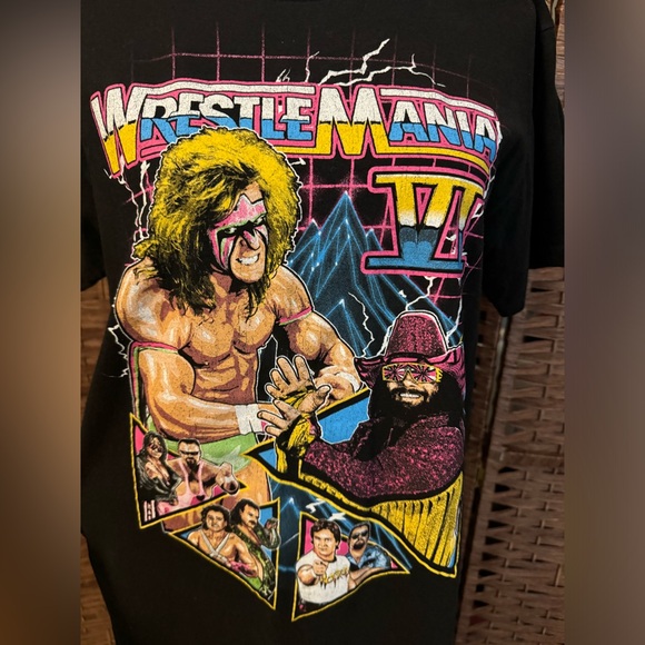 Westlemania VI 6 Wrestling Wrestle Black Shirt Ultimate Warrior Macho Man Medium - Picture 8 of 11